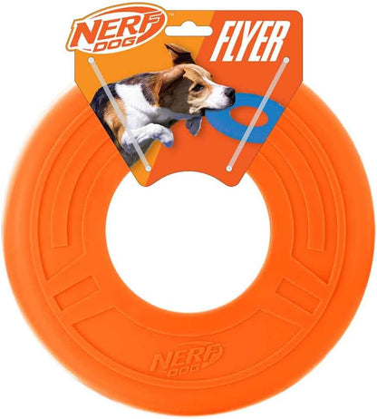 Nerf Dog Atomic Flyer Outdoor Dog Toy, 10 Inch Flying Disc Dog Fetch Toy, Rubber Dog Toy for Medium Dogs and Large Dogs, Orange1