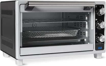 6-Slice 23-QT Toaster Oven with Built-In Air Fryer, 7-In-1 Cooking Options, 60-Min Timer & Adjustable Temperature (200°F - 450°F), with Accessories, 1500W, Stainless Steel, Silver/Gray1