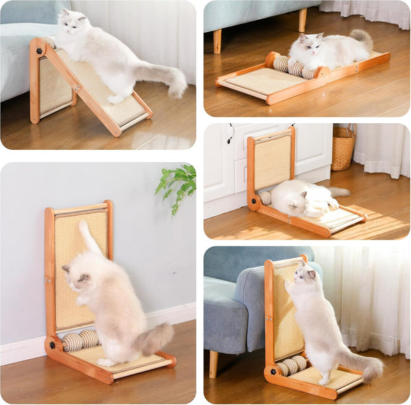 Cat Scratcher, 23.6 Inch L Shape Foldable Cat Scratching Post Pads Wall and Couch Mounted, Easy Install Cat Scratching Woodboard Toy for Indoor Cats, Large Size5