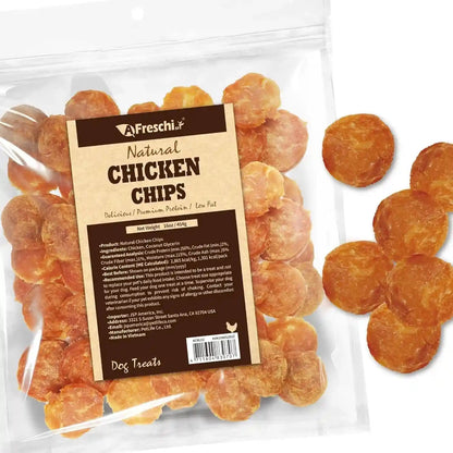 Afreschi Natural Chicken Jerky Dog Treats, Chicken Chips, 16 Oz | Natural Dog Treats, Human Grade, High Protein, Healthy Easily Digestible Grain Free Puppy Chews, Chicken Chips, 16 Oz1