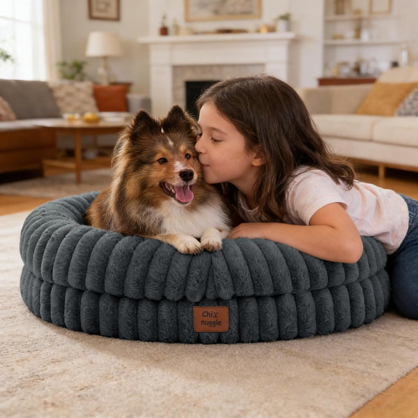 Chixnuggle Orthopedic Dog Bed, Washable Cover, Faux Fur Bolster Pet Couch | Waterproof,Egg Crate Foam,Non-Slip Bottom,For Small Medium Dogs,Dark Grey,30*24*7,Dog Sofa,Puppy Bed4
