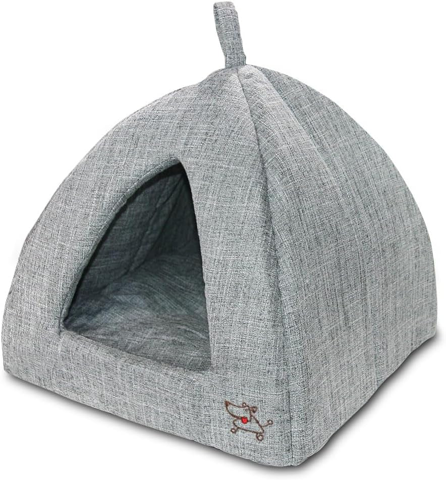 best-pet-supplies-cat-bed-for-indoor-cat-domed-tent-house-with-removable-pillow-covered-cat-cave-for-small-dog-puppies-and-all-breeds-of-cats-tan-19-x-19-x-h-19