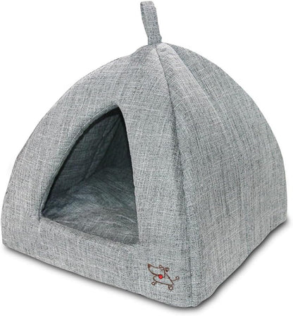 Best Pet Supplies Cat Bed for Indoor Cat, Domed Tent House with Removable Pillow, Covered Cat Cave for Small Dog, Puppies and All Breeds of Cats - Tan, 19 X 19 X H:19"7
