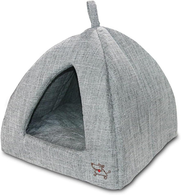 Best Pet Supplies Cat Bed for Indoor Cat, Domed Tent House with Removable Pillow, Covered Cat Cave for Small Dog, Puppies and All Breeds of Cats - Tan, 19 X 19 X H:19"7