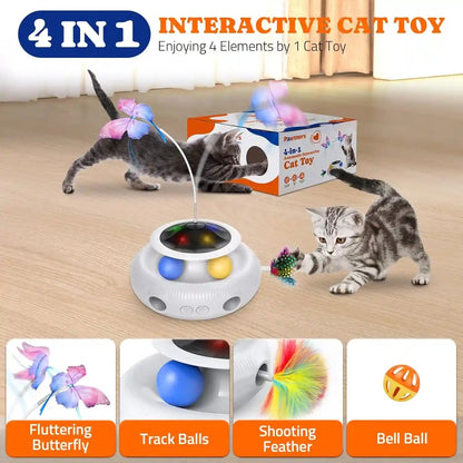 Pawtners Interactive Cat Toy, 4 in 1 Automatic Interactive Kitten Toys for Indoor Cats Rechargeable with Fluttering Butterfly, Track Balls and Ambush Feather5