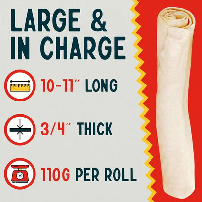 Canine Chews 10-11" Rawhide Bones for Large Dogs, Durable USA Beefhide Dog Rawhide Chews, Retriever Rolls 20 Pack (5 Lbs)3