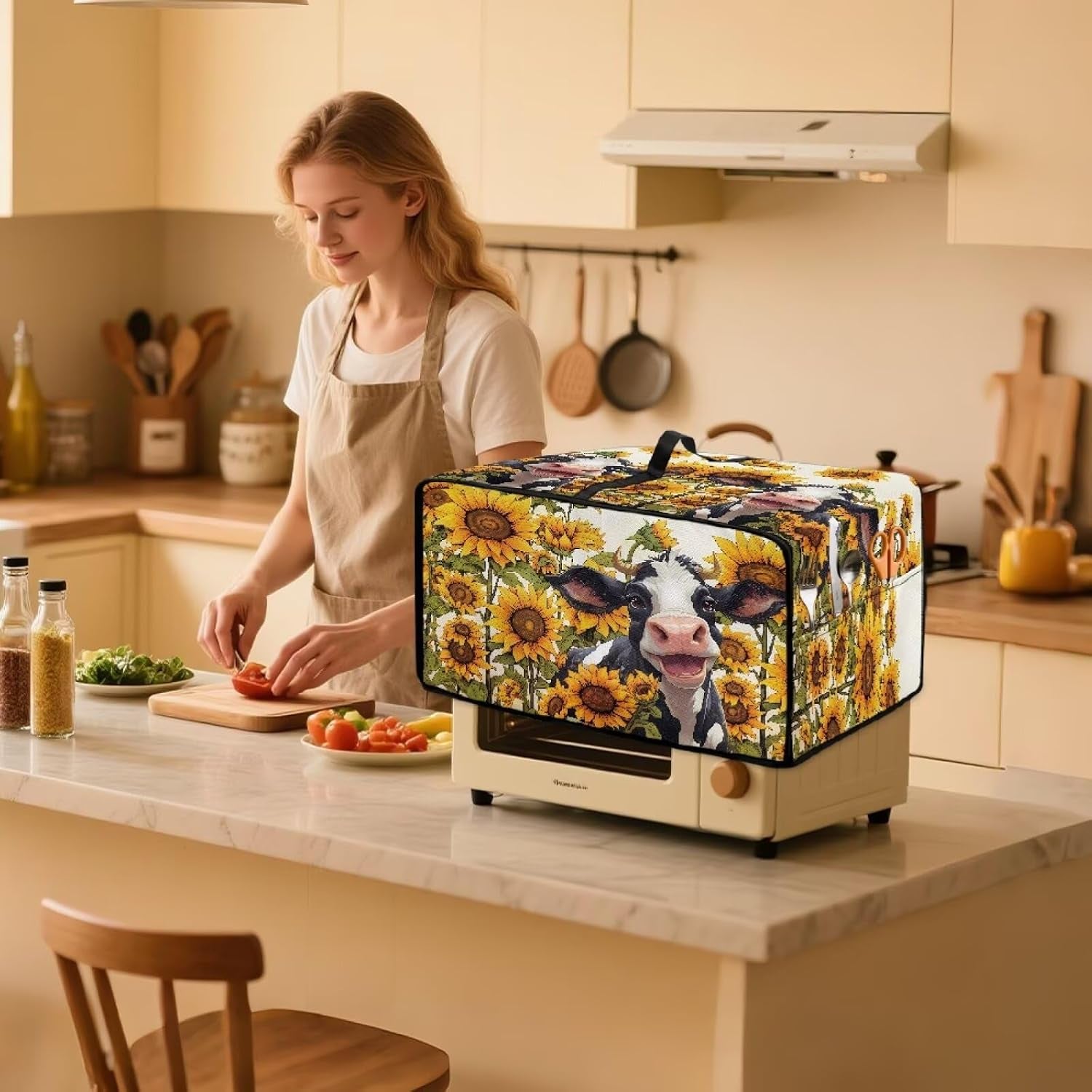 cow-sunflower-print-toaster-oven-air-fryer-dust-cover-washable-heavy-duty-small-kitchen-appliance-dust-covers-with-accessory-pockets-kitchen-accessories-s