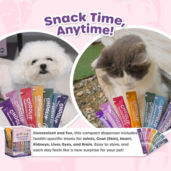 Choolip Squeeze Vita Stick Lickable Cat and Dog Treats – 49-Count Variety Pack – Real Meat Puree with Multivitamins for Total Pet Wellness – Grain-Free, High-Moisture, Vet-Formulated7