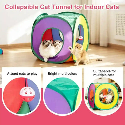 Retro Shaw 33 Pack Cat Toys for Indoor Cats, Collapsible Kitty Tunnel Tent with Feather Teaser Wand, Springs Balls Bell Mouse Interactive Kitten Hideaway Playhouse 15.7 Inches3