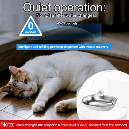 Smart Pet Water Fountain, Stainless Steel Automatic Pet Water Dispenser Wastewater Separation Feeding Watering Bowl for YSJ250424US for Cats and Small Dogs (Silver)6