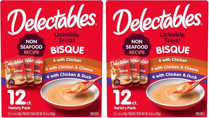 Delectables Bisque Non-Seafood Lickable Wet Cat Treats, Variety Pack, 12 Count (Pack of 1)2