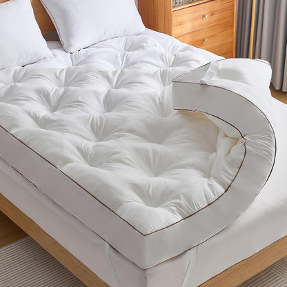4 Inch Memory Foam Mattress Topper Queen for Back Pain Relief, Filled with Breathable Gel Memory Foam, Fluffy Comfort Supportive Pillow Top Mattress Topper, 80X60X4In1