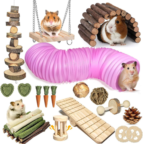 40 PCS Hamster Toys Set, Guinea Pig Toys Enrichment Hamster Tubes and Tunnels, Rat Enrichment Toy with Bridge, Seesaw, Swing, Ball for Gerbils, Chinchillas, Dwarf and Syrian Mouse1