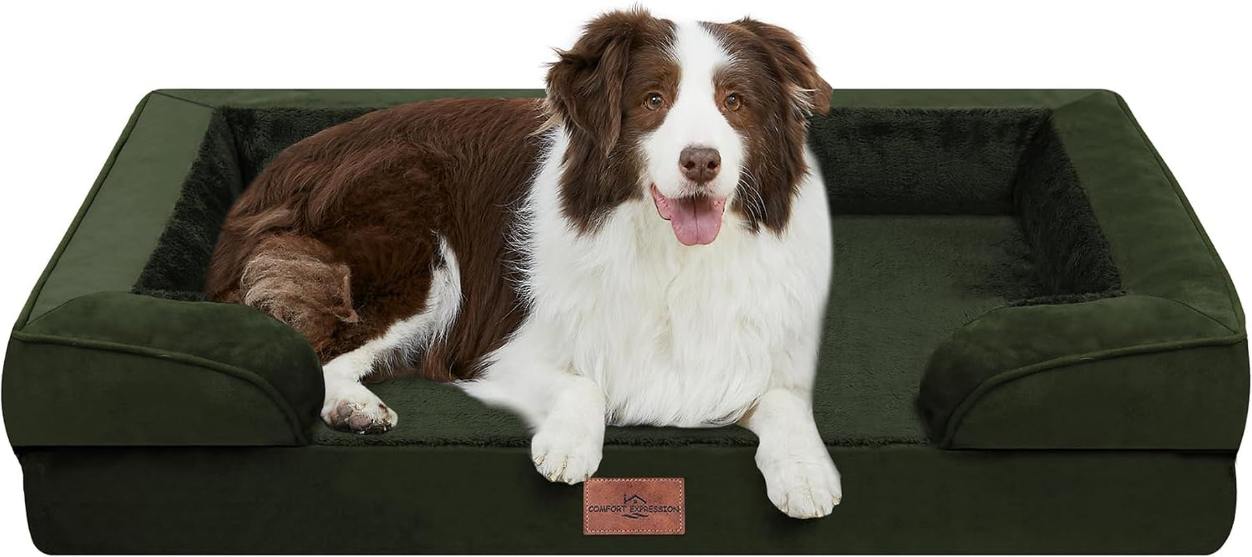 comfort-expression-orthopedic-dog-bed-for-extra-large-dogs-with-bolster-waterproof-dog-couch-bed-with-washable-cover-non-slip-bottom-supportive-egg-crate-foam-xl-pet-bed-42x30-inch