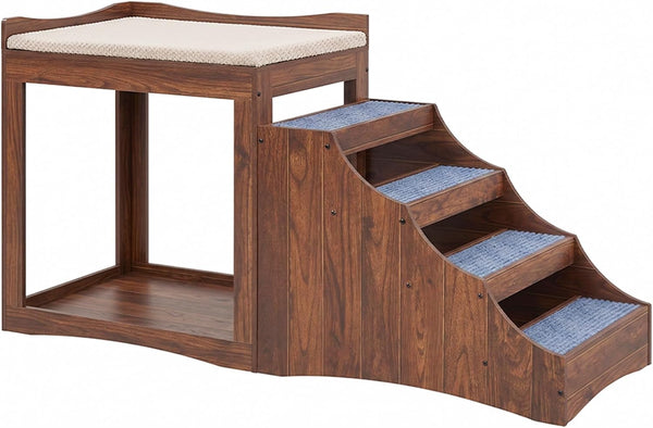 Unipaws Pet Bunk Bed with Removable Step for Dog and Cat, Window Perch Seat | Multi-Level Bed with Cushion and Cat Scratch Pad, Indoor Use, Grey8