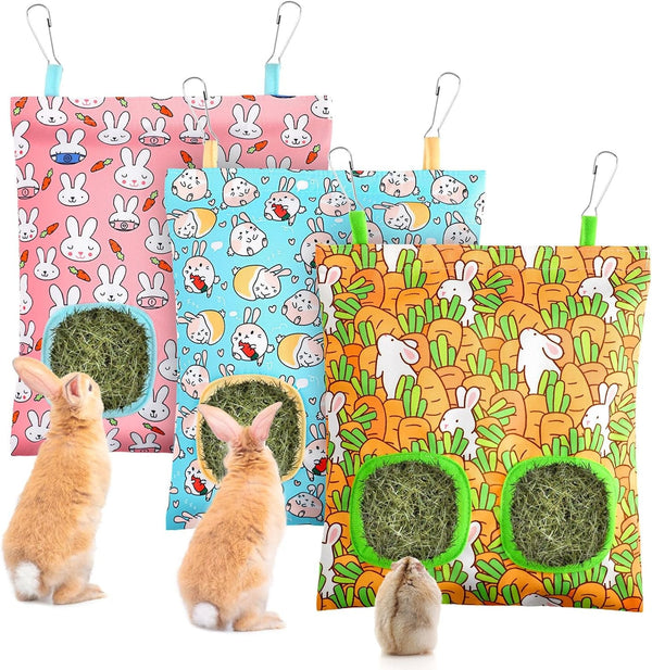 UPINS 3Pack Guinea Pig Hay Feeder Bag,Bunny Rabbit Cage Bag Hanging Holder | Guinea Pig Cage Feeder,For Bunny Rabbits,Chinchillas,Hamsters,Small Pets,And Animals12
