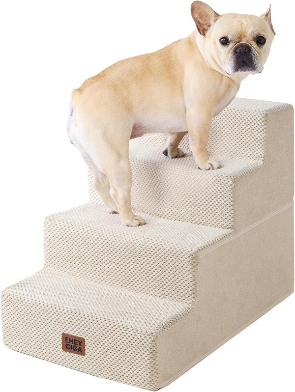 EHEYCIGA Dog Stairs for Bed 18" H, Dog 4-Steps for High Bed, Olive Green | Pet Steps for Small Dogs and Cats, Non-Slip Balanced Pet Ramp Indoor38