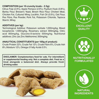Cat Hairball Support Crunchy & Creamy Chews,Omega 3 & Zinc for Healthy Skin & Coat, Tasty Chicken Flavor,Supports Skin & Coat, Digestion,30-Day Supply9