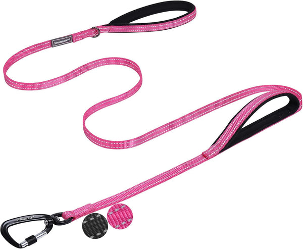 VIVAGLORY Double Handle Dog Leash Twingrip, 6Ft X 1In, Navy | Dog Leash for Collar with Traffic Handle & 2 Loop for Walking & Training, Traffic Control Reflective Heavy Duty Puppy Pet22