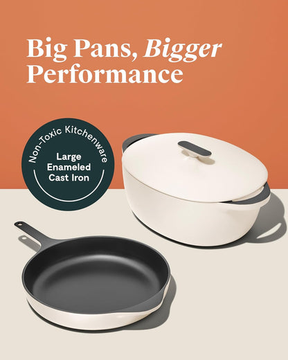 Caraway Enameled Cast Iron Oval Dutch Oven | 8.5 Qt Dutch Oven with Lid, 3 Layer Enamel Coating, No Seasoning Required, Compatible with All Stovetops, Safe, Charcoal2