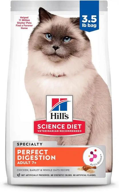 Hill'S Science Diet Adult 7+ Perfect Digestion Dry Cat Food | #1 Veterinarian Recommended, Chicken, Barley & Whole Oats, 3.5 Lb. Bag1