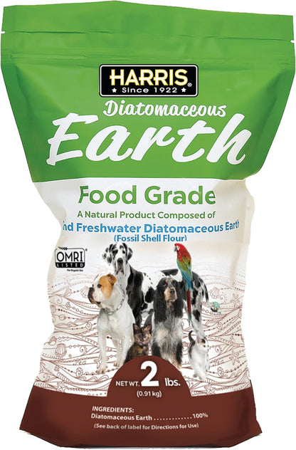 Harris Food Grade Diatomaceous Earth for Pets, for Cats, Dogs, Horses and Pets, Certified for Organic Use, 2 LB Bag1