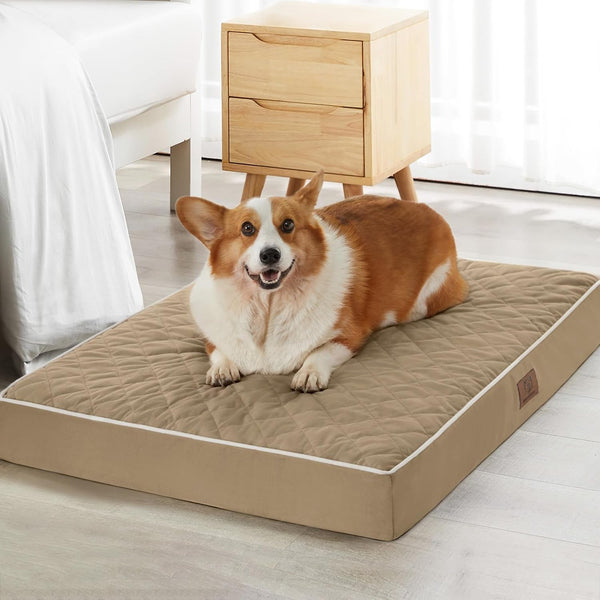 WNPETHOME Orthopedic Waterproof Extra Large Senior Dogs Bed for Comfy Sleeping with Removable Washable Cover, Multi-Needle Quilting XL Crate Bed for Large Sized Dog Relax, Light Grey9
