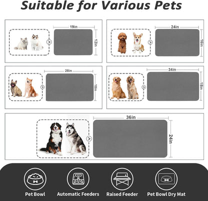 Hotlive Dog Food Mat - Absorbent Cat Mat for Food and Water, No Stains Pet Feeding Bowl Mat, Easy to Clean Pet Placemats, Quick Dry Dog Water Dispenser Mat for Messy Drinkers | Dark Grey 12"X 19"4