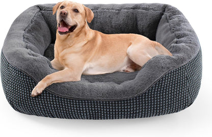 INVENHO Medium Dog Beds for Medium Dogs Washable, Rectangle Dog Bed Medium Size Dog, Orthopedic Dog Bed, Warming Soft Calming Sleeping Puppy Bed Durable Pet Bed with Anti-Slip Bottom M(30"X24"X9")39