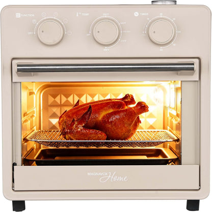Home, 16.5 Qt Air Fryer Oven, with Steam Infusion, Cream, Convection Countertop Oven, 6 Cooking Functions, 200–450°F Temperature Control, Interior Light, Fry Basket & Baking Tray Included1