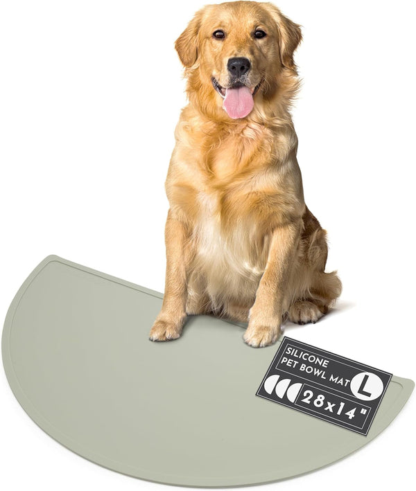 Should We Go? Waterproof Silicone Dog Food Mat – Large Size Non-Slip Pet Bowl Mat, Raised Edge Design, Easy-To-Clean Pet Food Placemat for Dog & Cat Bowls, 28" across X 14" Deep - Ocean Blue15