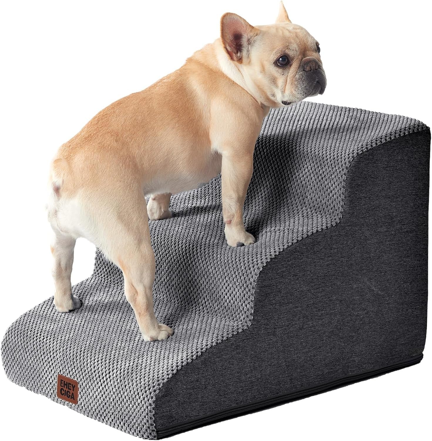 eheyciga-curved-dog-stairs-ramp-for-5-step-high-beds-22-6-h-dog-steps-33d-density-of-pure-foam-for-small-dogs-and-cats-pet-stairs-for-high-bed-climbing-non-slip-balanced-pet-step-indoor-grey