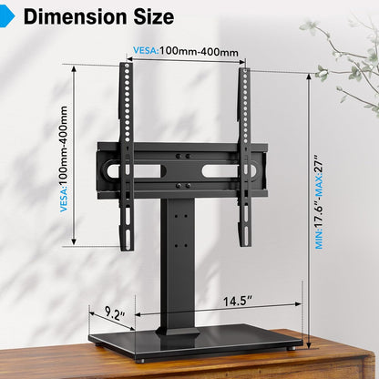 Universal TV Stand - Table Top TV Stand for 27-60 Inch LCD LED Tvs - 9 Level Height Adjustable TV Base Stand with Tempered Glass Base & Wire Management, VESA 400X400Mm7