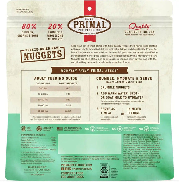 Primal Freeze Dried Dog Food Nuggets, Chicken; Complete Balanced Meal, Topper or Treat; Premium, Healthy, Grain Free, High Protein Raw Dog Food, 14 Oz | Complete & Balanced Nutrition, Meal, Topper or Treat, Grain-Free, High Protein, No Synthetic Vitamins & Minerals9
