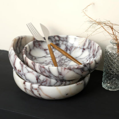 Marble Key Bowl for Home Decor, Decorative Bowl for Coffee Table, Marble Fruit Bowl for Table Centerpiece, Coins Candy Catchall Bowl for Entryway (Calacatta Viola, 7.8" X 1.9")7
