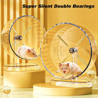 Hamster Exercise Wheel,Super-Silent Small Animals Exercise Wheels,Quiet Hamster Running Wheels with Adjustable Stand for Hamsters,Gerbils,Rats,Other Small Pets(Transparent, 7 Inch)4