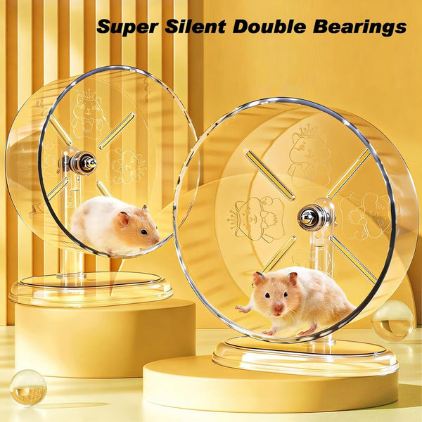 Hamster Exercise Wheel,Super-Silent Small Animals Exercise Wheels,Quiet Hamster Running Wheels with Adjustable Stand for Hamsters,Gerbils,Rats,Other Small Pets(Transparent, 7 Inch)4