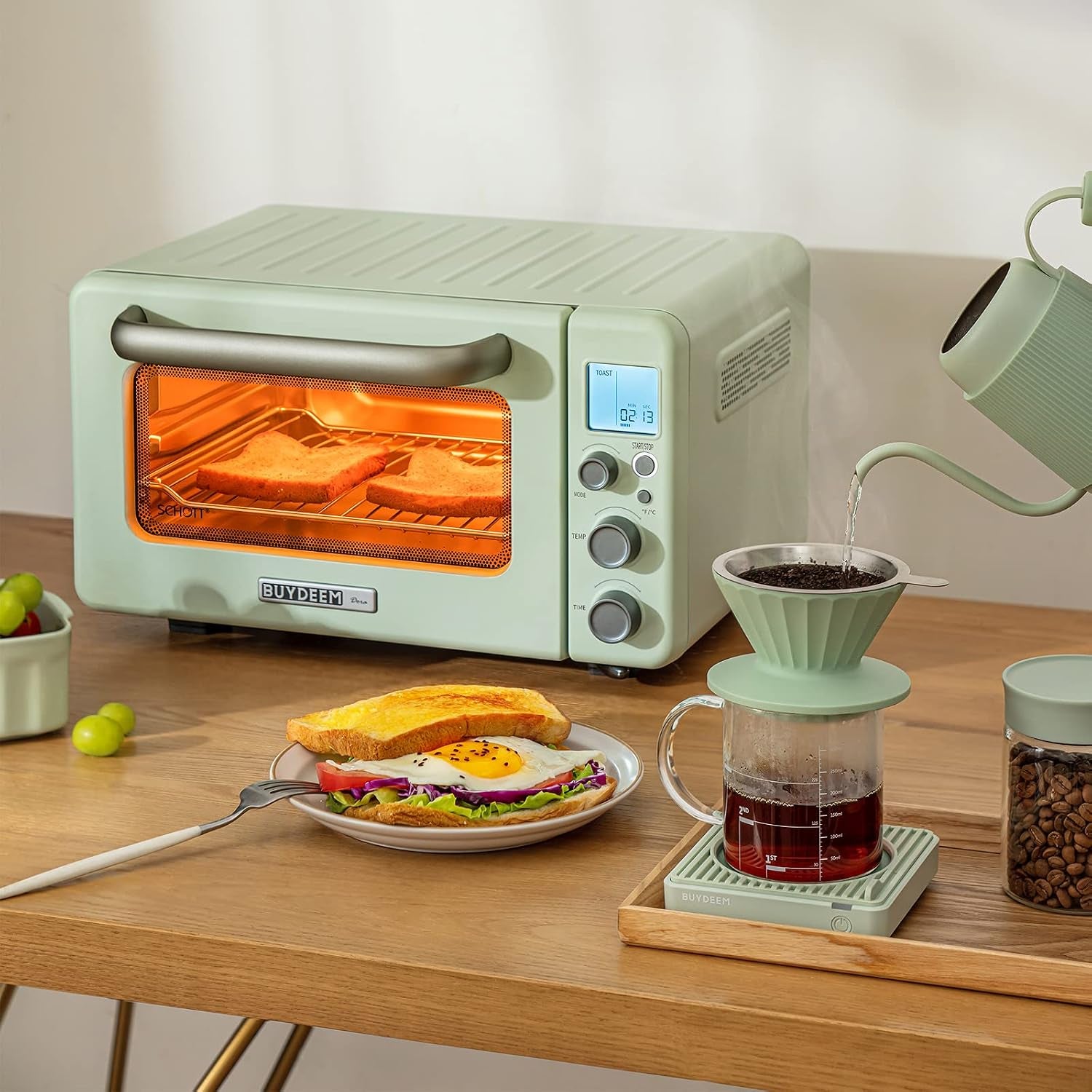 t103-countertop-toaster-oven-12qt-no-pre-heat-needed-7-cooking-modes-retro-mini-toaster-oven-with-grill-rack-and-baking-tray-cozy-greenish