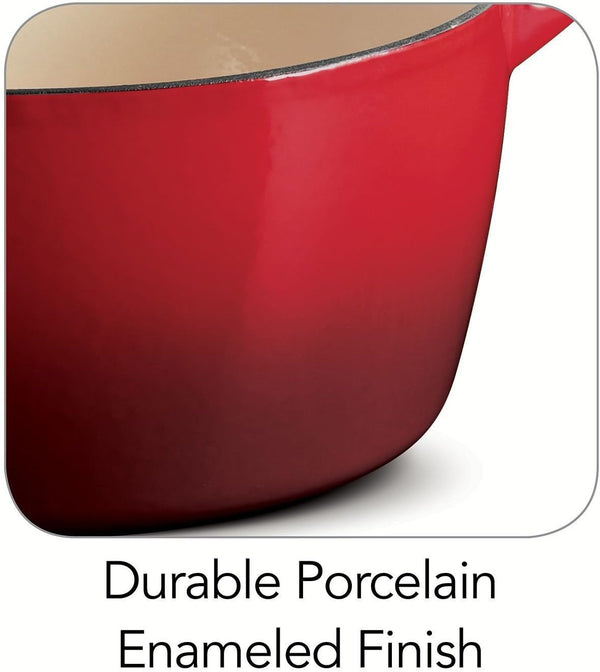 6.5 Qt round Dutch Oven OMBRE RED Enameled Cast Iron3
