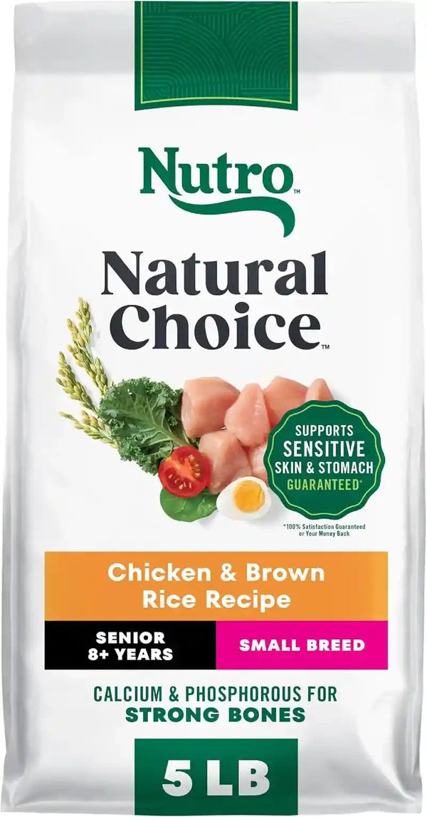 Nutro Natural Choice Senior Small Breed Dry Dog Food, Chicken, 5 Lb | Chicken First Ingredient, Beet Pulp Prebiotic, Omega-3 & Omega-6, Vitamin E & Selenium Antioxidants, Supports Bones, Skin1