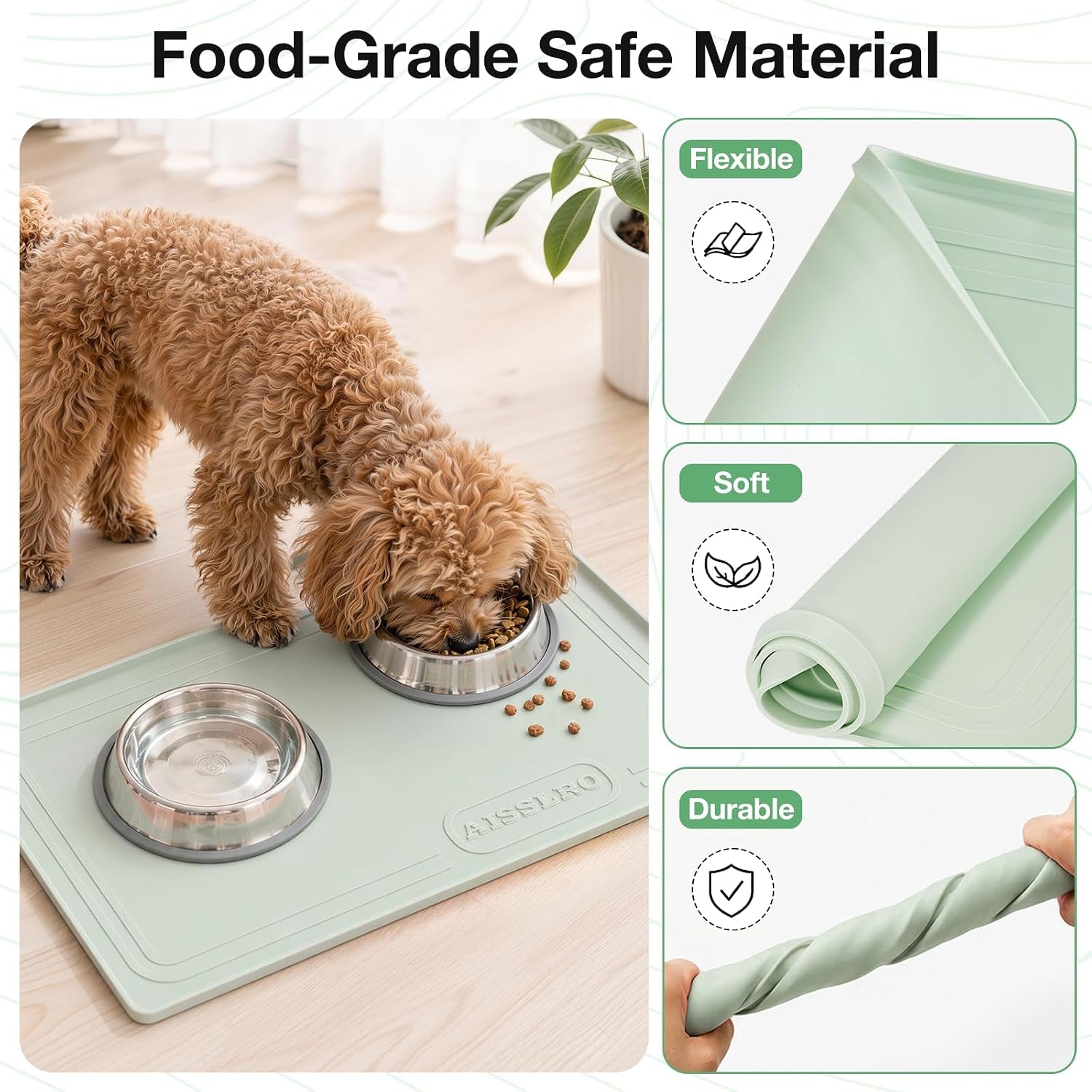 22x19-pet-feeding-mat-waterproof-nonslip-cats-and-dogs-water-bowl-mat-silicone-0-59-raised-edges-contain-food-water-spills-easy-to-clean-bpa-free-reinforced-to-resist-collapse-light-green