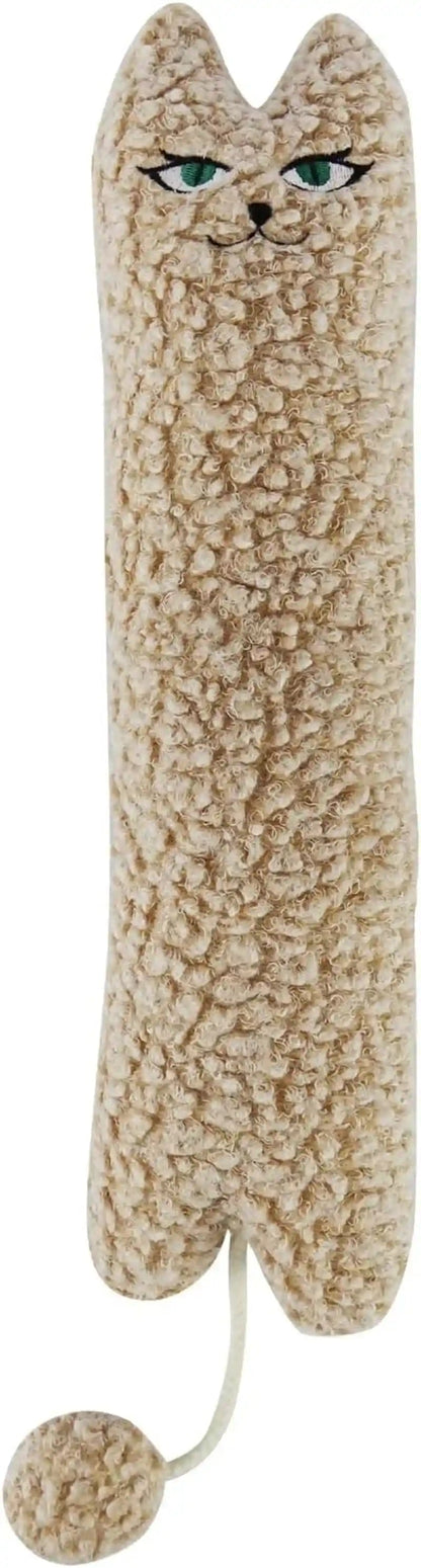 Ttcat 14.6 Inch Large Curly Plush Pillow Cat Kicker Toy with Catnip Silvervine Powder, Soft Stuffed Cat Chew Toy with Tail, Interactive Toy for Indoor Cats and Kittens(Grey).7