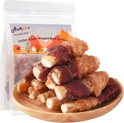 Dog Treats, Chicken Wrapped Beef Cartilage, Rawhide Free Dog Chews | Each 3–4 in Long Rawhide Free & Grain Free Dog Bones for Small Medium Large Dogs8