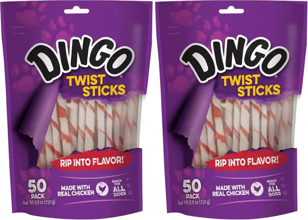Dingo Twist Sticks Premium Rawhide Treats for Dogs Made with Real Chicken, 50 Count8