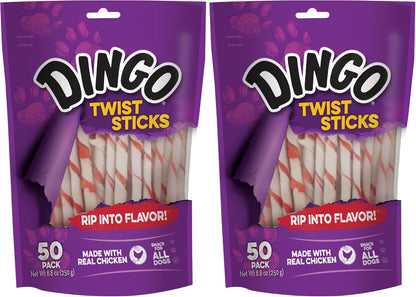 Dingo Twist Sticks Premium Rawhide Treats for Dogs Made with Real Chicken, 50 Count8