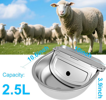 Automatic Pet Water Bowl with Float Valve, 304 Stainless Steel, Includes Bowl, Valve, 40" Hose, Adapters, Bolts, Wrench, Fits 1/2" & 3/4" Faucets, for Dogs/Livestock, Drain Hole7