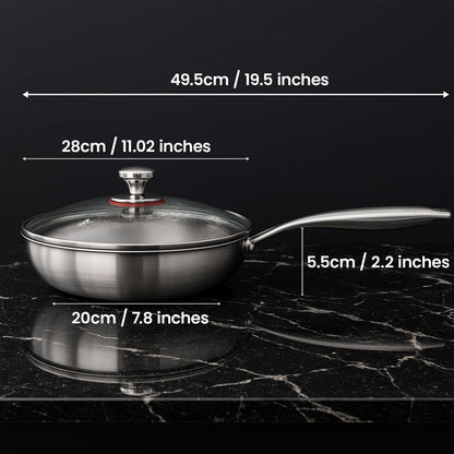 Titanium Hammered Pan Pro with Lid, Pfas/Pfoa/Ptfe-Free Non Stick Titanium Frying Pan, Dishwasher & Oven Safe, Scratch Resistant, 11" Even Heating Titanium Skillet, Compatible with All Cooktops8