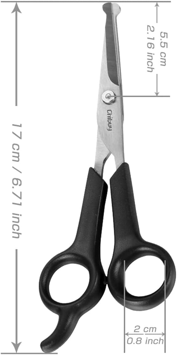 Chibuy Professional Pet Grooming Scissors with round Tip Stainless Steel Dog Eye Cutter for Dogs and Cats, Professional Grooming Tool, Size 6.70" X 2.6" X 0.43" 1. Grey4