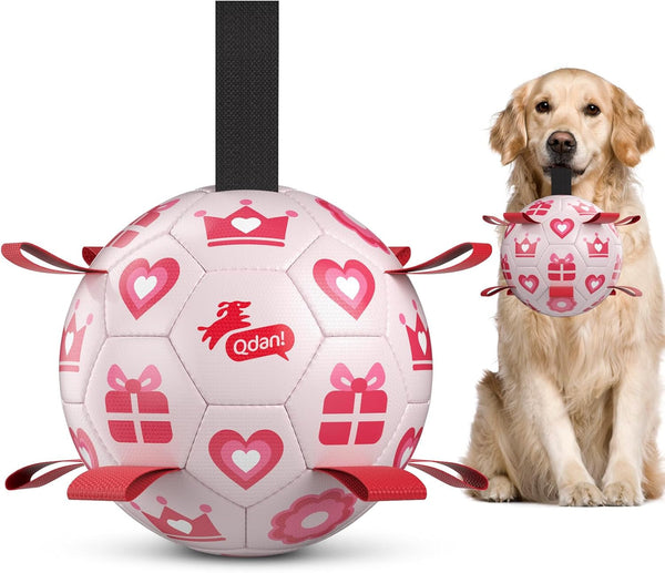 QDAN Dog Balls, 6 Inch Dog Soccer Ball with Straps, Herding Balls for Dogs | Outdoor Dog Toys Balls for 20-40 Lb Dogs, Puppy Ball to Keep Them Busy, Dog Pool Water Play Toy, Puppy Birthday Gifts17