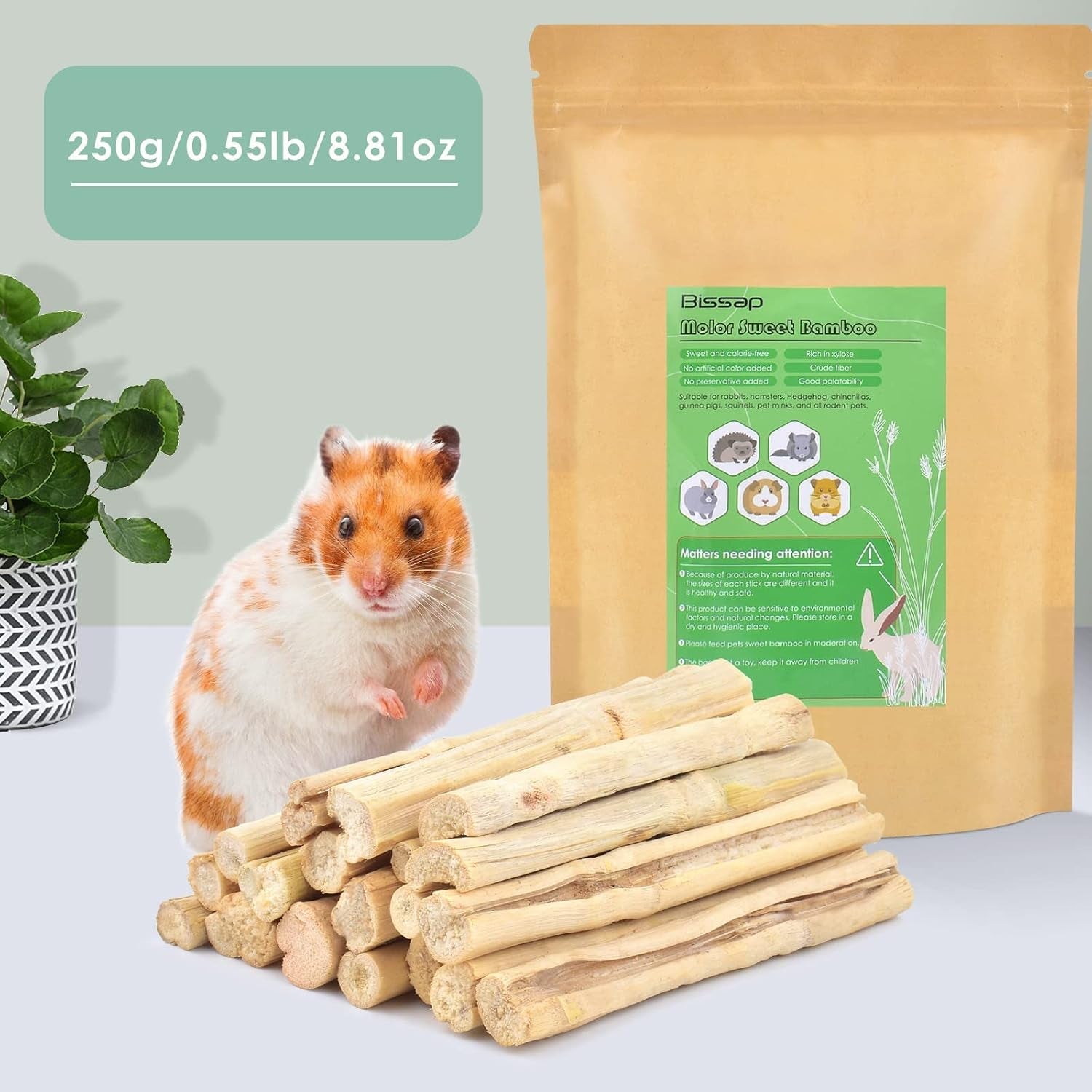 bissap-250g-0-5ib-sweet-bamboo-chew-sticks-for-rabbits-bunny-molar-treats-snack-for-small-animals-hamster-chinchilla-guinea-pigs-rabbit-squirrel-natural-teeth-grinding-toys